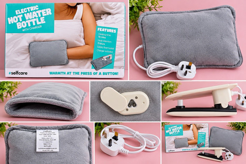 Electric hot water bottle - water, grey